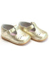 Angel Girls Gold Birdie Perforated T Strap Mary Jane Shoes 1 Baby-7 Toddler - SophiasStyle.com